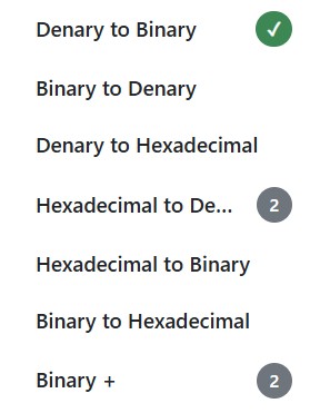 Example of question set loaded, partially complete